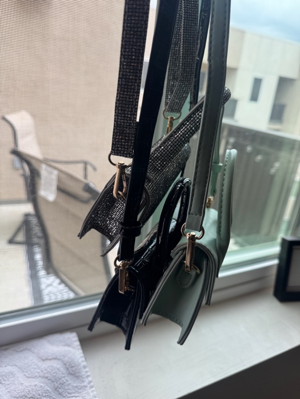 Mini Crossbody Handbag in Mint, Black & Silver - Stylish Women’s Bag - Picture 4 of 5